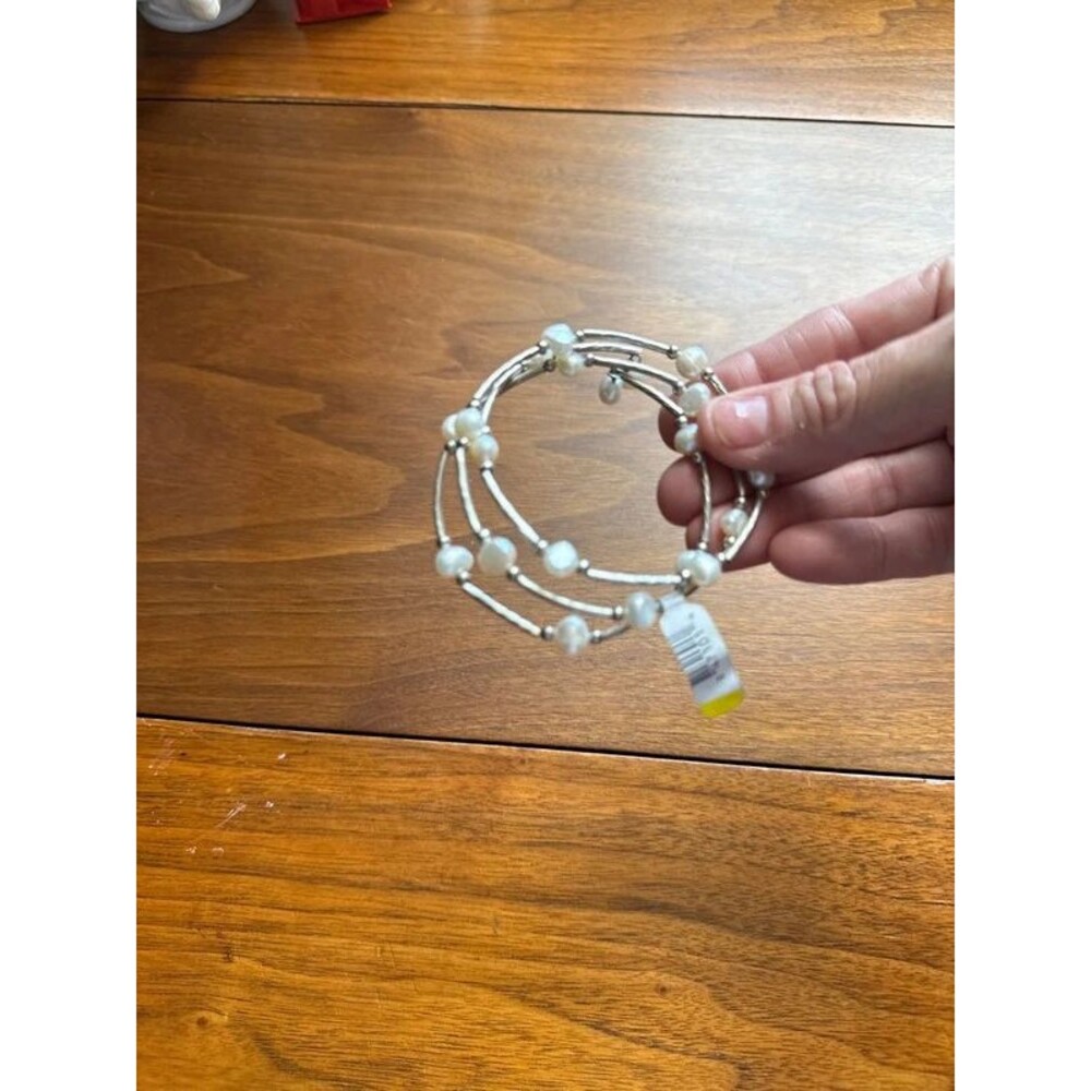 Pearl bangle wrap bracelet